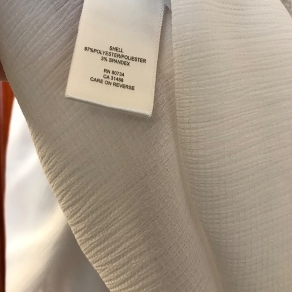 BCBG MaxAzria White, Poet Sleeve, Cut Out Design Front, Drawstring Waist Blouse - Picture 5 of 6